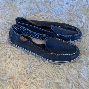 Blue Sperry Slip on Canvas Nautical Boat Shoe